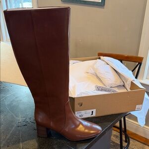 Brand new, never worn, J. Crew Factory Rich Brown Heeled Boots